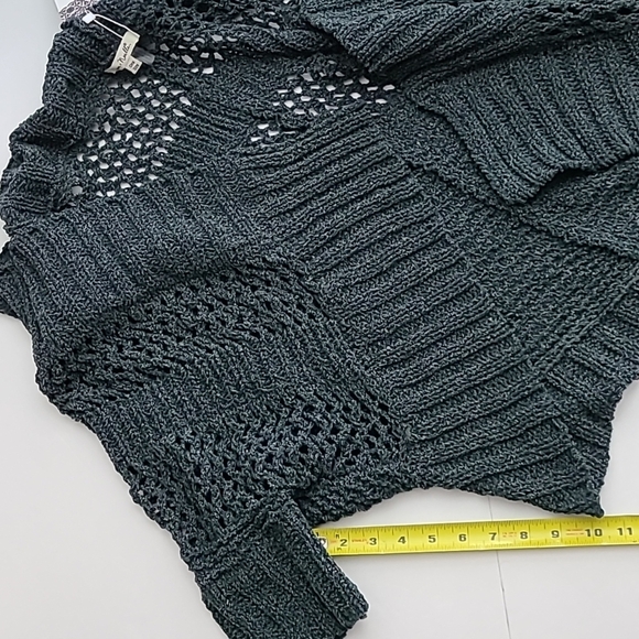 Simply Noelle Womens Flip to Wear Long/Short Green Knit Cardigan Wrap Sweater OS - Picture 11 of 13